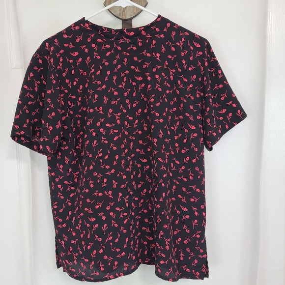 Black Roses Woman's Short Sleeve Blouse, Size: Medium Color: Black - Picture 2 of 11